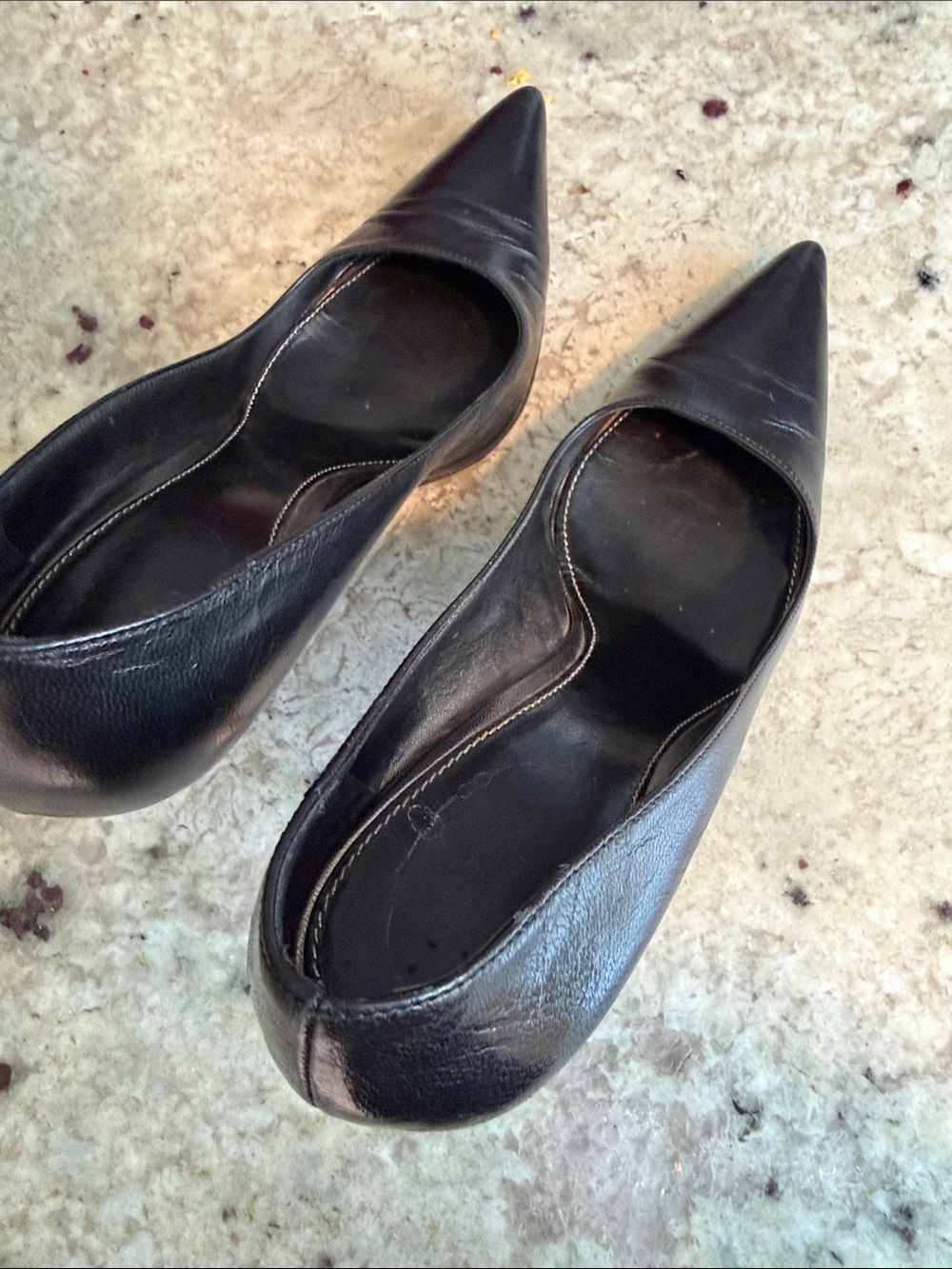 Prada Black Leather Pointed-Toe Heels - Picture 11 of 13